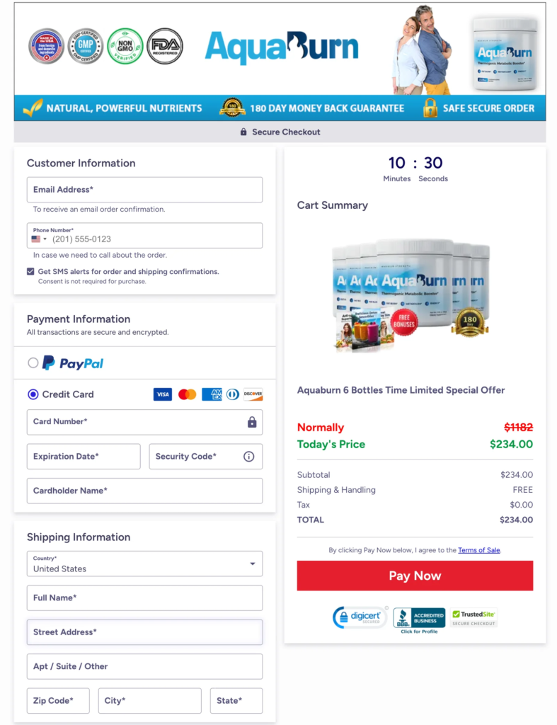 Aqua Burn Order Form